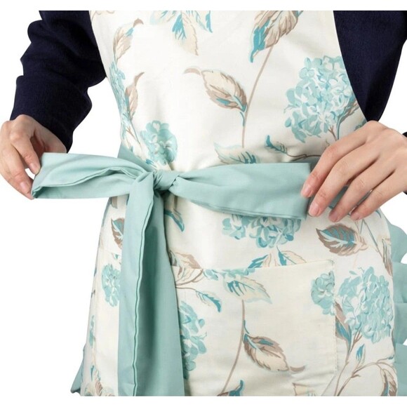 Neoviva Kathy 100% Cotton Ruffle Pocketed Double Layered Floral Apron New - Picture 4 of 7